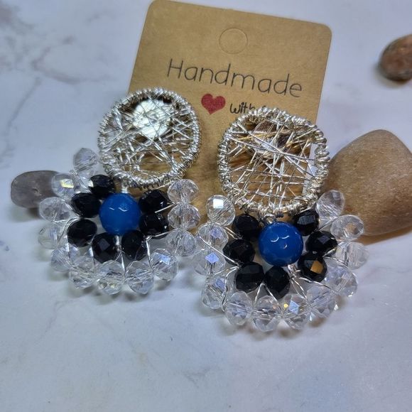 NEW handmade crystal and silver plated earrings - Picture 5 of 5